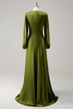Wisteria Long Sleeves A-Line Satin Bridesmaid Dress