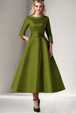 Cabernet Satin A-Line Mother of the Bride Dress with Pockets