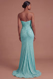 Sweetheart Beaded Mermaid Ruched Long Prom Dress with Slit