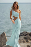 White Chiffon Sheath Cut-Out Maxi Rehearsal Dinner Dress