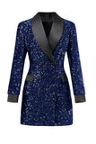 Burgundy Sequined Bodycon Maxi Women's Blazer
