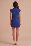 Yellow Floral Cap Sleeves Appliqued Short Cocktail Dress
