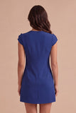 Yellow Floral Cap Sleeves Appliqued Short Cocktail Dress