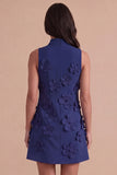 A Line Hot Pink Floral Appliqued Short Cocktail Dress