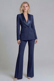 2 Piece Shawl Lapel Grey Green Double Breasted Business Suits