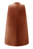 White Satin Peak Lapel Short Work Blazer Dress with Cape