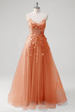 Blue Corset Applique Beaded A-Line Prom Dress with Slit