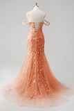 Yellow Sweetheart Corset Applique Mermaid Maxi Prom Dress with Beading