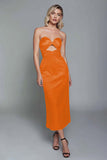 Dark Green Sweetheart Cut Out Sheath Satin Long Formal Dress
