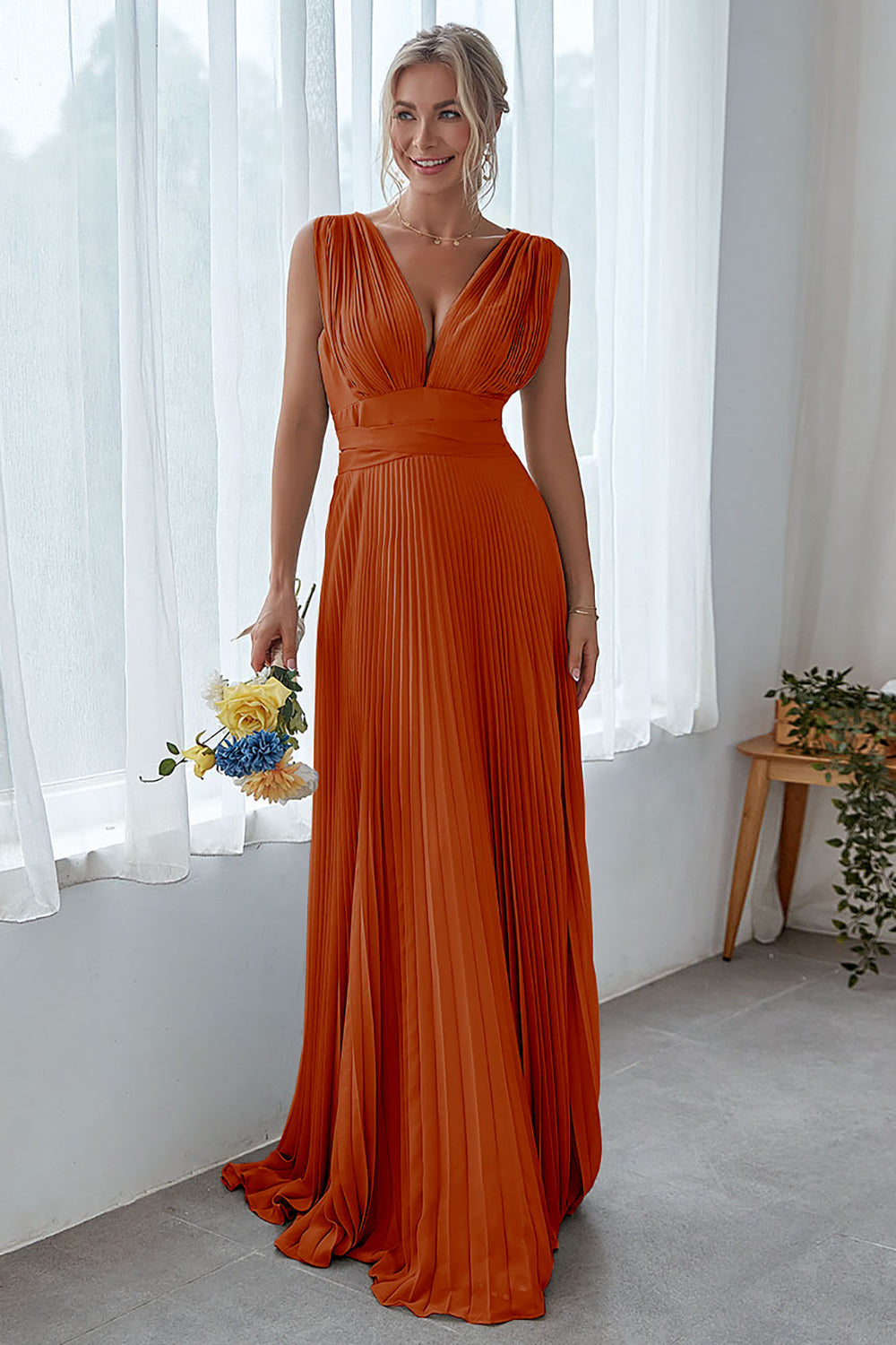 Leely Women Dolphin Grey Long Bridesmaid Dress A Line V Neck Pleated Formal Dress leelyuk Leely Women Dolphin Grey Long Bridesmaid Dress A Line V Neck Pleated Formal Dress leelyuk