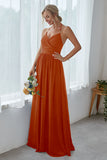 Dark Navy Chiffon Long Bridesmaid Dress