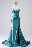 Lilac Sparkly Mermaid Corset Prom Dress with Slit
