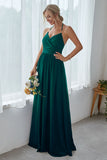 Dark Navy Chiffon Long Bridesmaid Dress