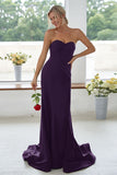Dark Navy Sweetheart Mermaid Long Bridesmaid Dress
