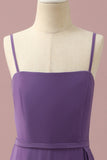 Purple Chiffon Spaghetti Straps Junior Bridesmaid Dress With Cascading Ruffles