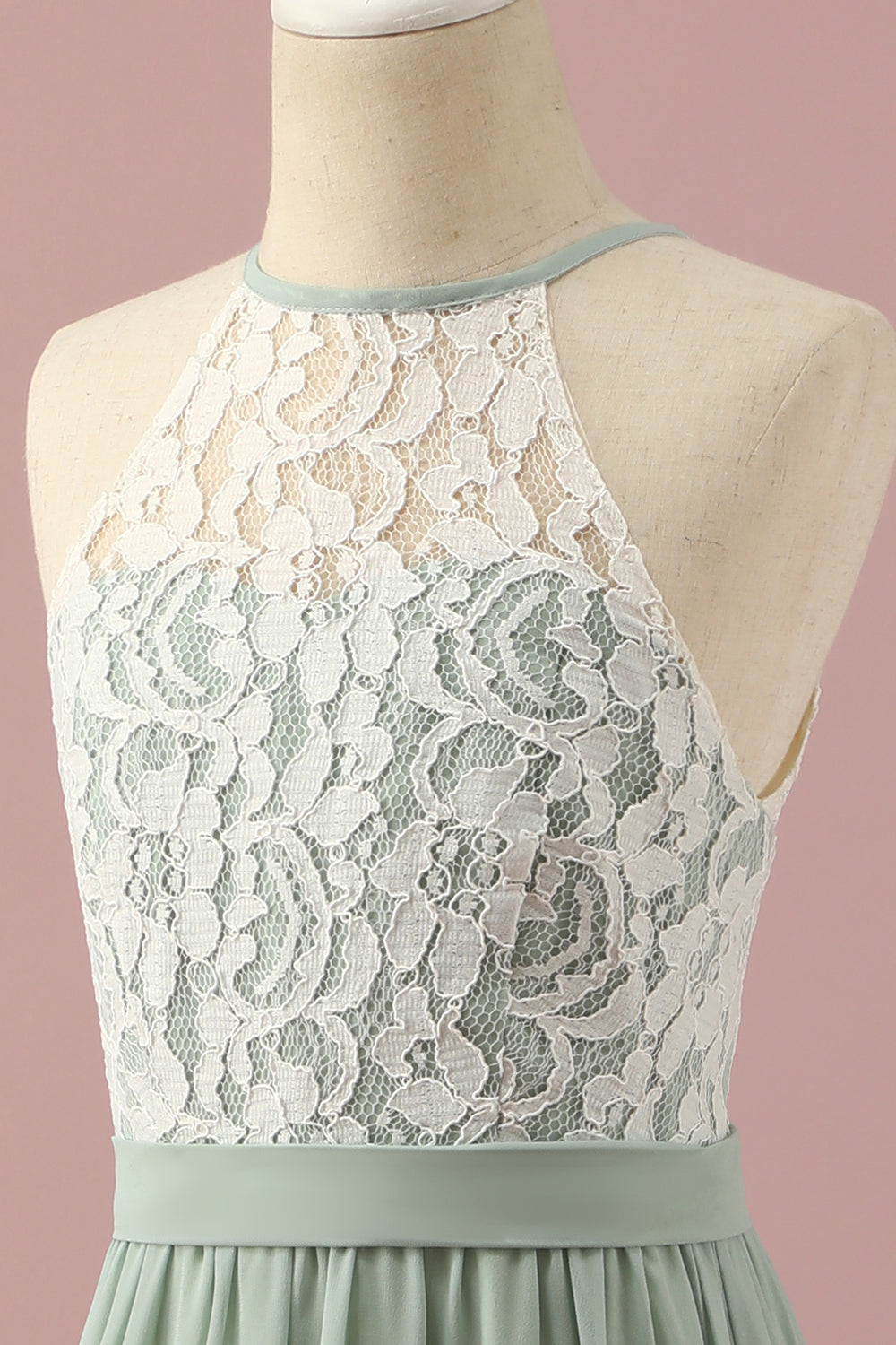 Leely Women Junior Bridesmaid Dress with Bowknot Green Chiffon Halter Wedding Guest Dress with Lace leelyuk Leely Women Junior Bridesmaid Dress with Bowknot Green Chiffon Halter Wedding Guest Dress with Lace leelyuk