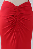 Spaghetti Straps Mermaid Backless Red Prom Dress
