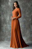 Champagne Rose Chiffon Round Neck Applique Mother of the Bride Dress