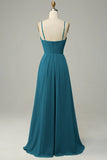 Pleated A-Line Floor Length Bridesmaid Dress
