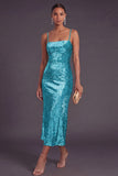 Sparkly Black Spaghetti Straps Mermaid Sequin Long Formal Dress