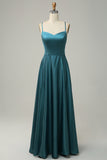 Dusty Rose Halter A Line Long Bridesmaid Dress