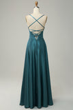 Dusty Rose Halter A Line Long Bridesmaid Dress