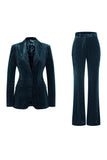 Sparkly 2 Piece Dark Green Peak Lapel Women Prom Suits
