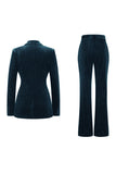 Sparkly 2 Piece Dark Green Peak Lapel Women Prom Suits