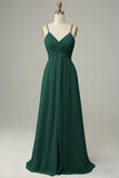 Pleated A-Line Floor Length Bridesmaid Dress