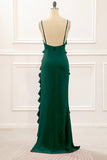 Lilac Sheath Spaghetti Straps Long Bridesmaid Dress with Ruffles