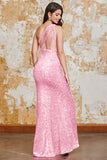 Dark Red Glitter Sequins Prom Dress