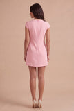 Yellow Floral Cap Sleeves Appliqued Short Cocktail Dress