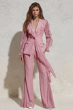 White V Neck Ruched Ruffled 2 Piece Work Suits with Pockets