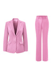 Dark Fuchsia 2 Piece Notched Lapel Women Prom Suits
