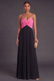 Pink and Orange Front Twisted Sweetheart Pleated Long Formal Dress