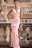 Ivory Mermaid Ruched V-Neck Long Wedding Reception Dress