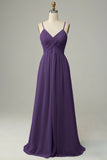 Pleated A-Line Floor Length Bridesmaid Dress