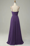 Pleated A-Line Floor Length Bridesmaid Dress