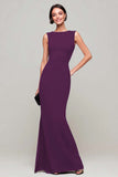 Simple Black Mermaid Boat Neck Maxi Formal Dress