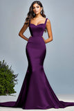 Dusty Sage Satin Mermaid Spaghetti Straps Maxi Prom Dress