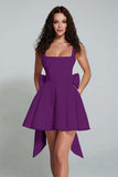 Daffodil A Line Square Neck Cocktail Dress with Bow