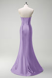 Gorgeous Sage Mermaid Corset Beaded Keyhole Satin Prom Dress with Slit