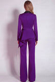 Long Sleeves Burgundy 2 Piece Notched Lapel Business Suits with Drape