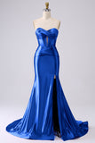 Lilac Sparkly Mermaid Corset Prom Dress with Slit