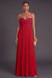 Pink and Orange Front Twisted Sweetheart Pleated Long Formal Dress
