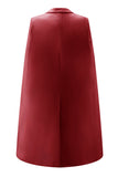 White Satin Peak Lapel Short Work Blazer Dress with Cape