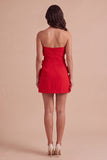 Hot Pink Floral Bodycon Strapless Short Cocktail Dress