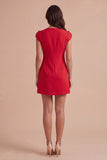 Yellow Floral Cap Sleeves Appliqued Short Cocktail Dress