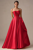 Yellow Ball Gown Strapless Maxi Prom Dress with Ruffle