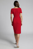 Champagne Ruffled Bodycon Midi Satin Work Dress with Slit